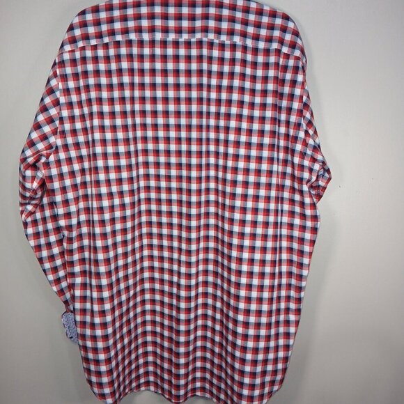 NEIMAN MARCUS BLUE AND RED CHECK BUTTON DOWN LONG SLEEVE SHIRT XL MENS - Picture 3 of 5